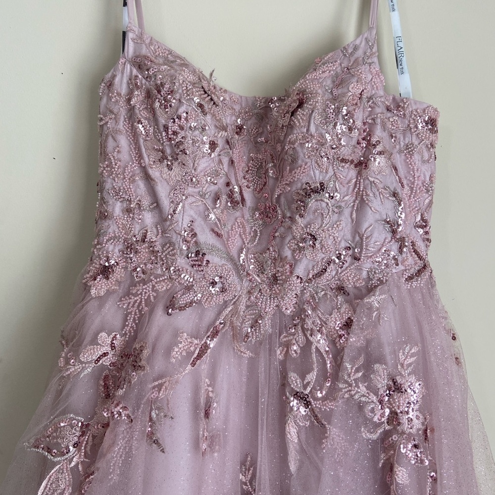 Flair New York Pink Formal Prom Dress Tulle Floral Embroidered size 10 - Picture 7 of 13